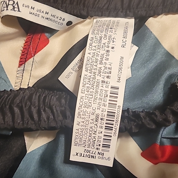 Zara Geometric Satin Wide Leg Pants, Med - Picture 8 of 9